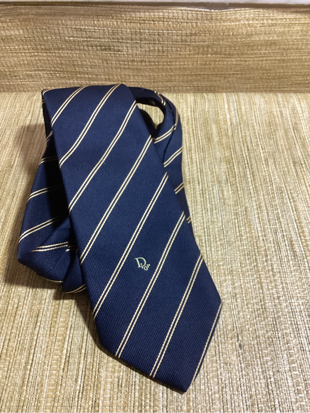 Vintage 90’s Christian Dior Navy Striped Men's Tie
